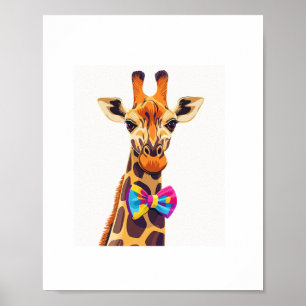 Funny Giraffe mit Bowtie Animal Spaß Poster