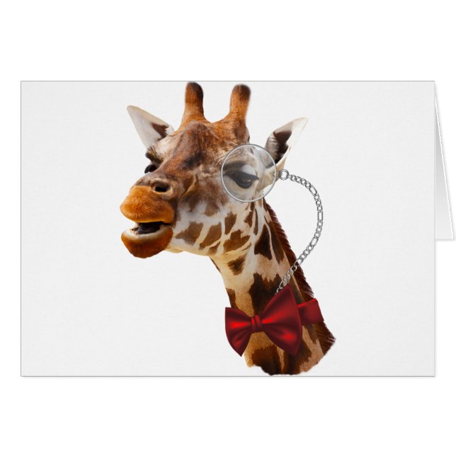 Funny Giraffe mit Bowtie und Monocle (Vorderseite (Horizontal))