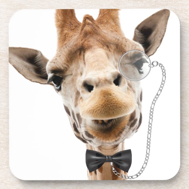 Funny Giraffe mit Bowtie und Monocle Getränkeuntersetzer (Vorderseite)