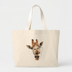 Funny Giraffe mit Bowtie und Monocle Jumbo Stoffbeutel