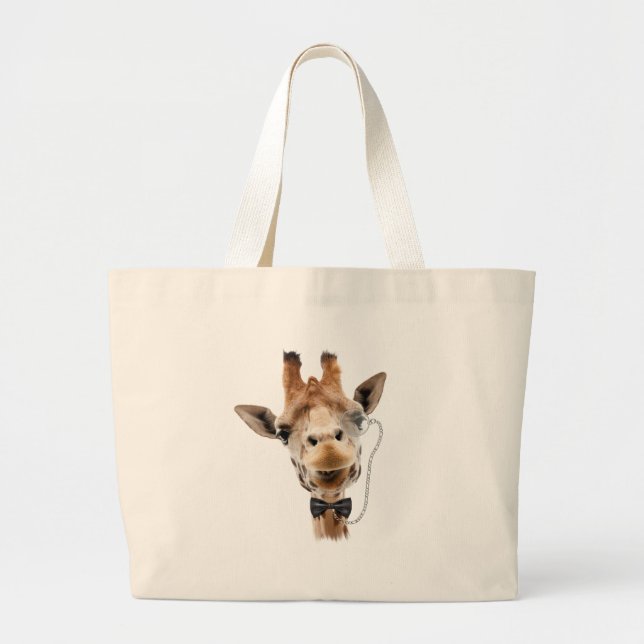 Funny Giraffe mit Bowtie und Monocle Jumbo Stoffbeutel (Vorne)