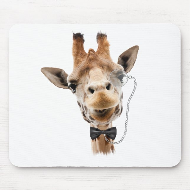 Funny Giraffe mit Bowtie und Monocle Mousepad (Vorne)