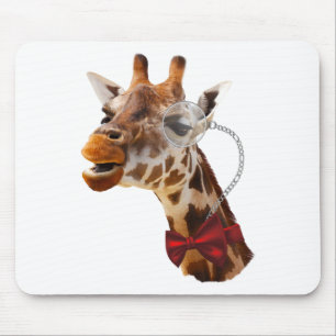 Funny Giraffe mit Bowtie und Monocle Mousepad