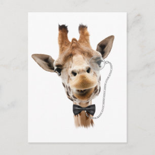 Funny Giraffe mit Bowtie und Monocle Postkarte