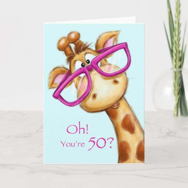 Funny Giraffe mit Brille, Happy Birthday Karte (Vorderseite)