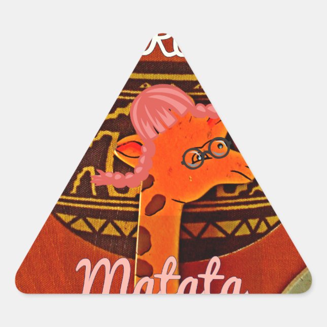 Funny Giraffe mit coolem Text Hakuna Matata Design Dreieckiger Aufkleber (Vorderseite)