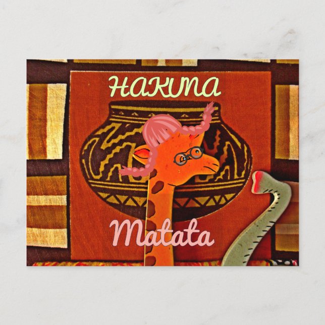 Funny Giraffe mit coolem Text Hakuna Matata Design Postkarte (Vorderseite)