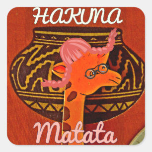 Funny Giraffe mit coolem Text Hakuna Matata Design Quadratischer Aufkleber