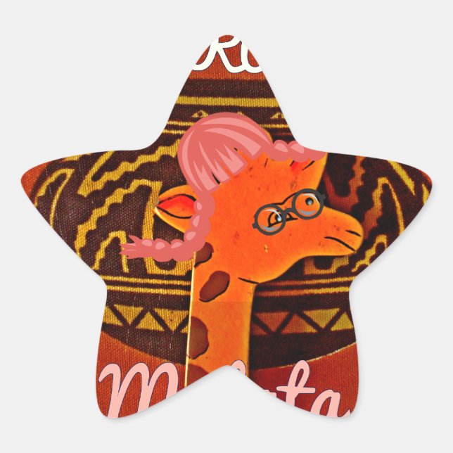 Funny Giraffe mit coolem Text Hakuna Matata Design Stern-Aufkleber (Vorderseite)