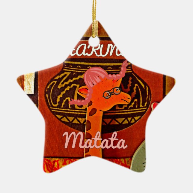 Funny Giraffe mit coolem Text Hakuna Matata Keramik Ornament (Vorne)