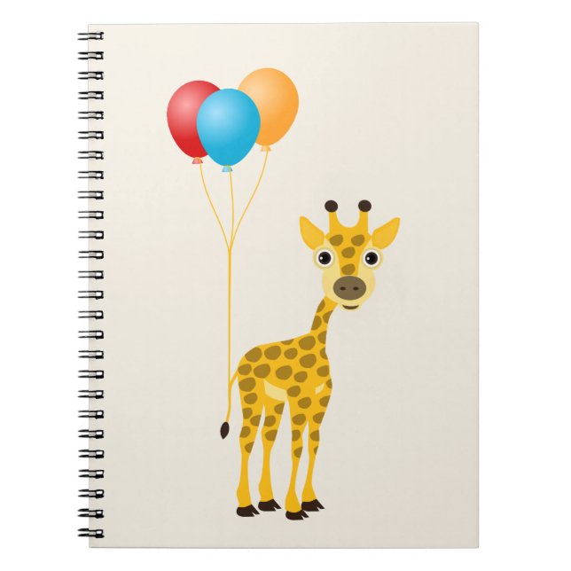 Funny Giraffe mit farbenfrohen Ballons Notizblock (Vorderseite)