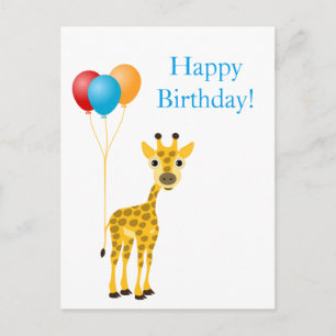 Funny Giraffe mit farbenfrohen Ballons Postkarte