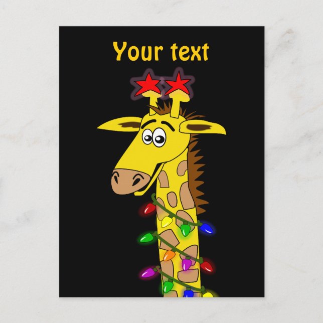 Funny Giraffe mit Lichtern Whimsischer Weihnachten (Vorderseite)
