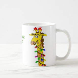 Funny Giraffe mit Lichtern Whimsischer Weihnachten Tasse