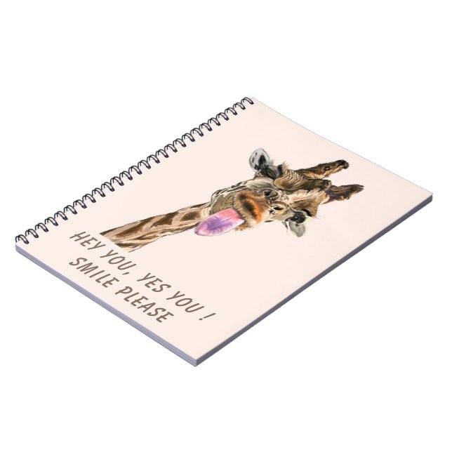 Funny Giraffe Notebook Smile - Custom Text Notizblock (Linke Seite)