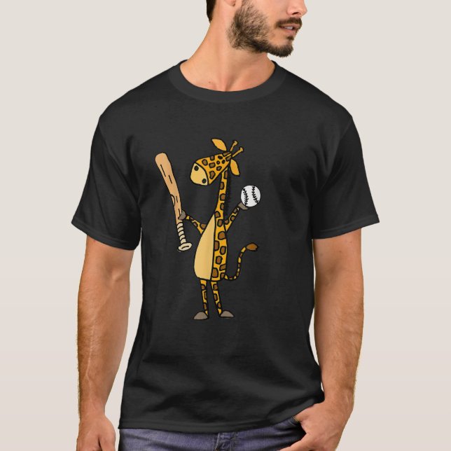 Funny Giraffe Playing Baseball T-Shirt (Vorderseite)