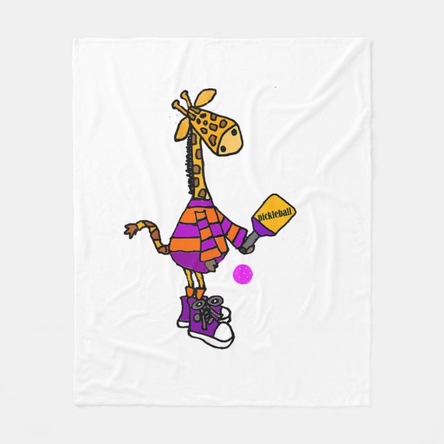 Funny Giraffe Playing Pickleball Fleecedecke (Vorderseite)