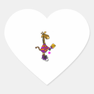 Funny Giraffe Playing Pickleball Herz-Aufkleber