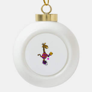 Funny Giraffe Playing Pickleball Keramik Kugel-Ornament