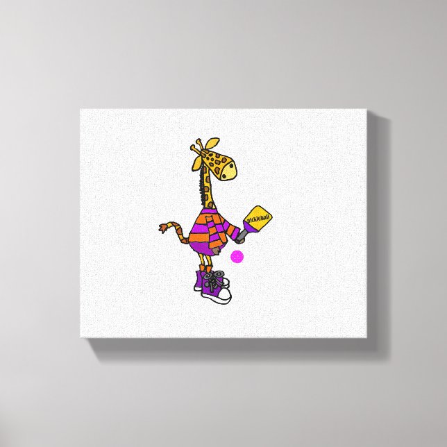 Funny Giraffe Playing Pickleball Leinwanddruck (Vorderseite)