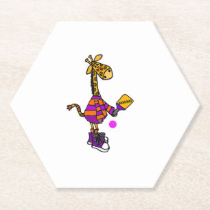 Funny Giraffe Playing Pickleball Untersetzer