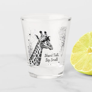 Funny Giraffe Schwarz-weiß Tinte Personalisiert Schnapsglas