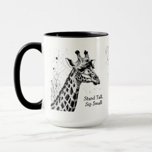 Funny Giraffe Schwarz-weiß Tinte Personalisiert Tasse