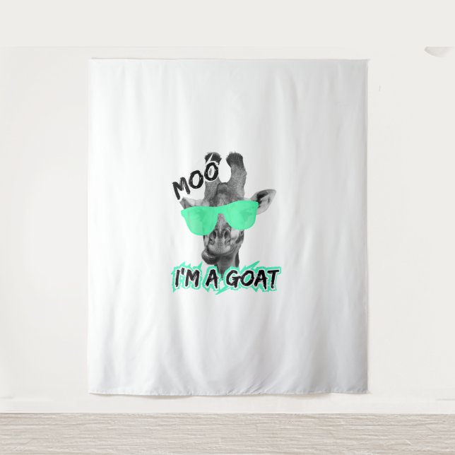 Funny Giraffe Shirt Moo Ich bin ein Ziege Niedlich Wandteppich (Vorderseite)