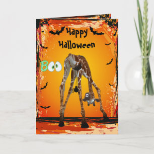 Funny Giraffe & Spider Halloween Card Karte