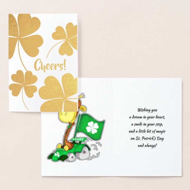 Funny Giraffe St.Patrick's Day Folienkarte (Anzeige)
