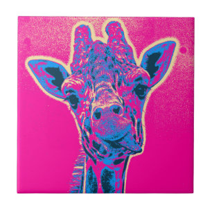 Funny Giraffe stickt seine Zunge heraus Fliese