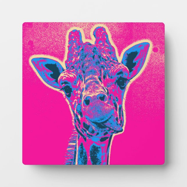 Funny Giraffe stickt seine Zunge heraus Fotoplatte (Vorderseite)