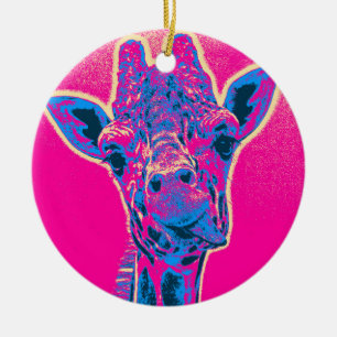 Funny Giraffe stickt seine Zunge heraus Keramik Ornament