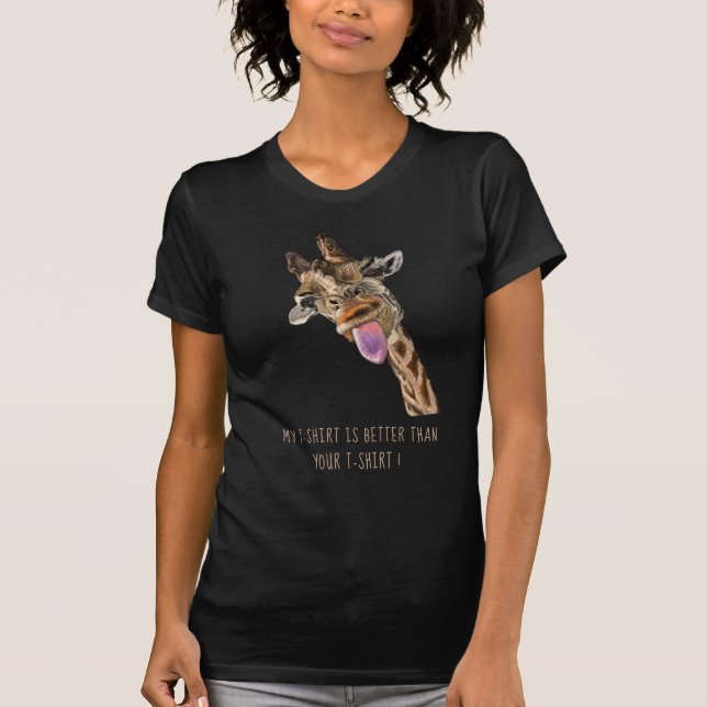 Funny Giraffe T - Shirt Benutzerdefinierter Text (Vorderseite)