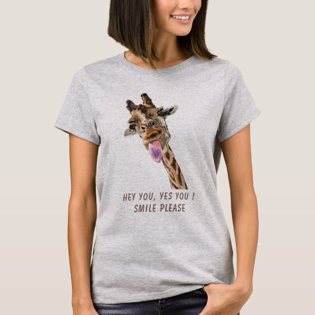 Funny Giraffe T - Shirt - Benutzerdefinierter Text (Vorderseite)