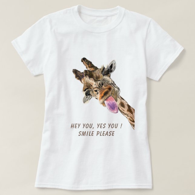 Funny Giraffe T - Shirt Lächeln - Benutzerdefinier (Design vorne)