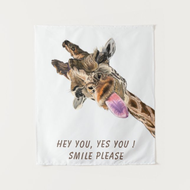 Funny Giraffe Tapestry - Benutzerdefinierter Text Wandteppich (Vorderseite)