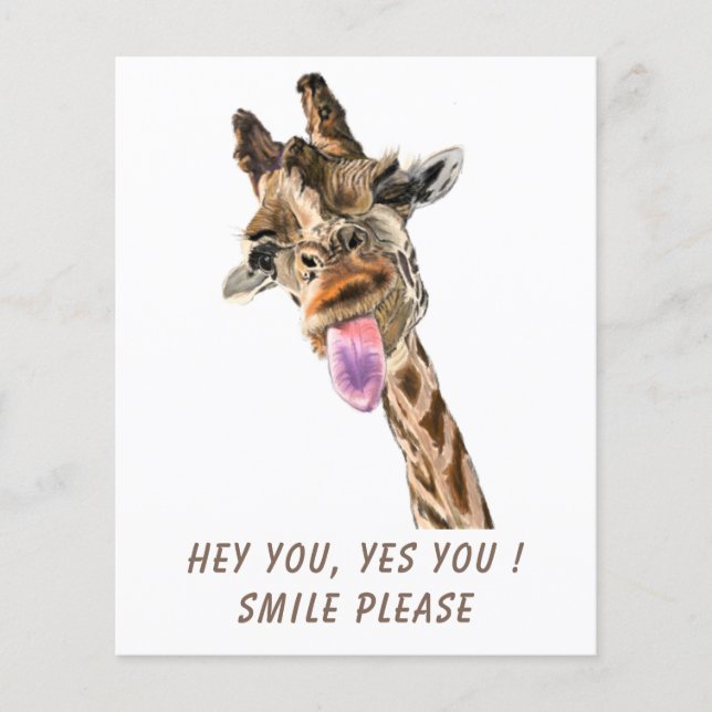 Funny Giraffe Tongue Out and Playful Wink Cartoon Flyer (Vorne)