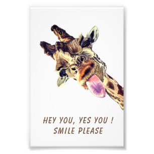 Funny Giraffe Tongue Out and Playful Wink - Fun Fotodruck
