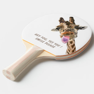 Funny Giraffe Tongue Out and Playful Wink - Läche Tischtennis Schläger