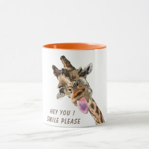 Funny Giraffe Tongue Out and Playful Wink - Lächel Tasse