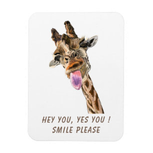 Funny Giraffe Tongue Out Playful Magnet Lächeln