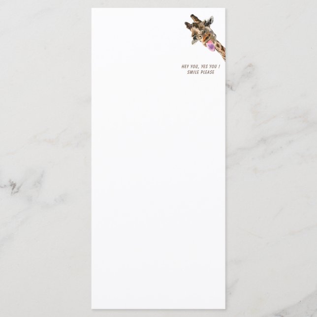 Funny Giraffe Tongue Out Playful Menu Lächeln Menükarte (Vorderseite)