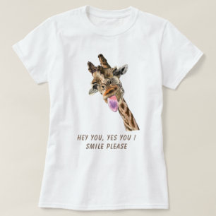 Funny Giraffe Tongue Out Playful Wink - Hinzufügen T-Shirt