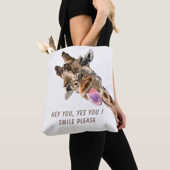 Funny Giraffe Tote Bag - Benutzerdefinierter Text (Von Nahem)
