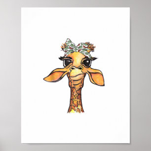 Funny Giraffe Tropical Bandana Hipster Giraffe Gif Poster
