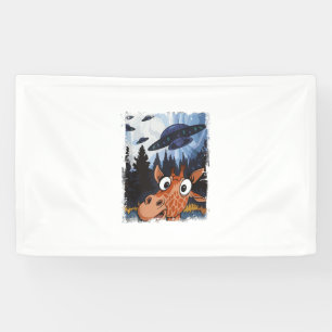 Funny Giraffe UFO Zoo Animal Weird Meme Graphic Banner