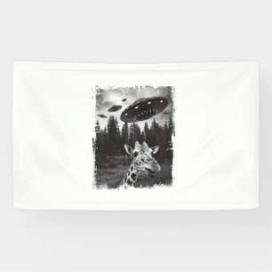 Funny Giraffe UFO Zoo Animal Weird Meme Graphic Banner