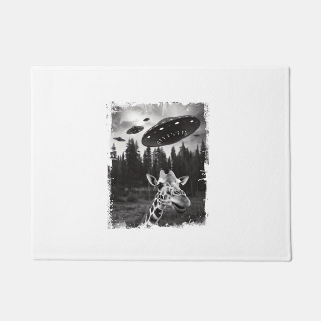 Funny Giraffe UFO Zoo Animal Weird Meme Graphic Fußmatte (Vorderseite)
