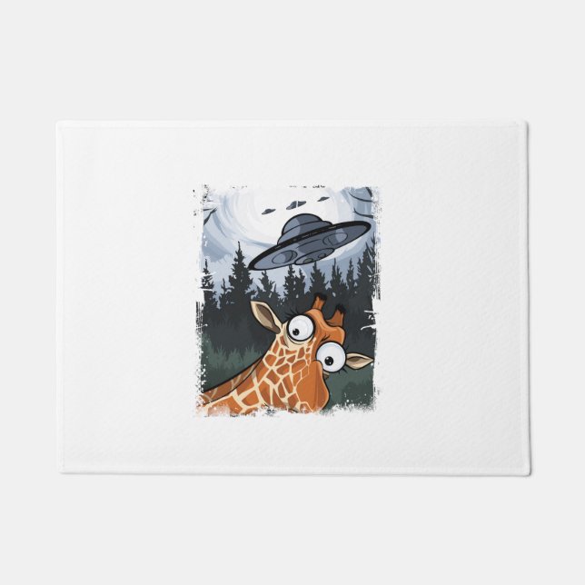 Funny Giraffe UFO Zoo Animal Weird Meme Graphic _ Fußmatte (Vorderseite)
